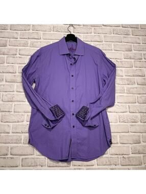 Robert Graham Long Sleeve Button Down Shirt Purple Flip Cuff‎ Men's M